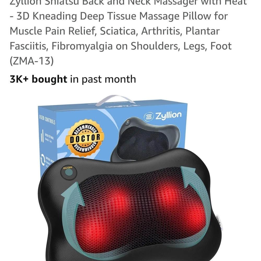 Zyllion Shiatsu Back and Neck Massager with Heat
